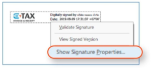 show signature properties